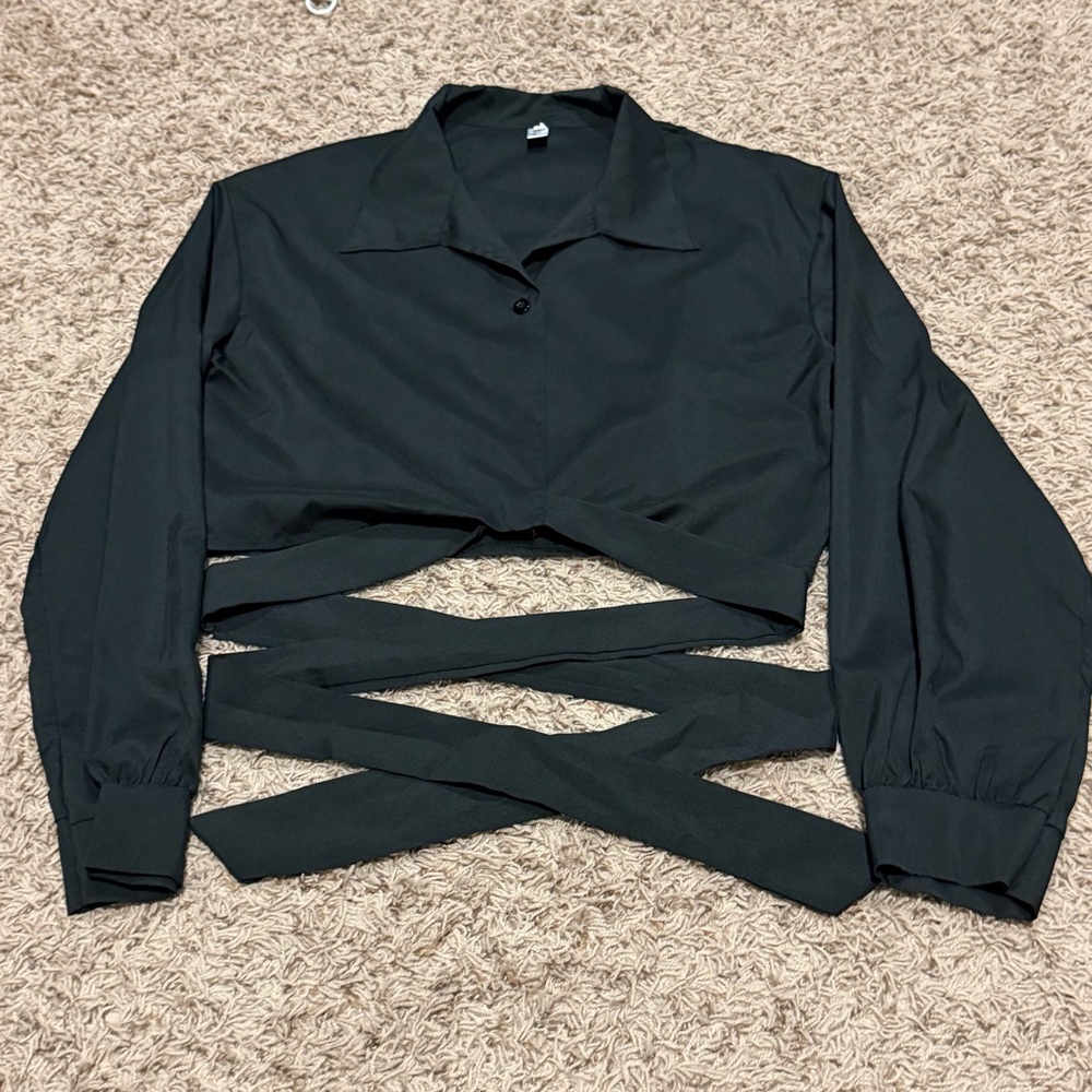 Elegant Black Wrap Top
